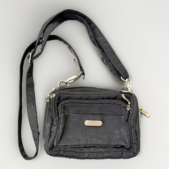 Baggalini Handbags - Baggallini Triple Zip Crossbody Waist Black Nylon Bag Travel Organizer Purse